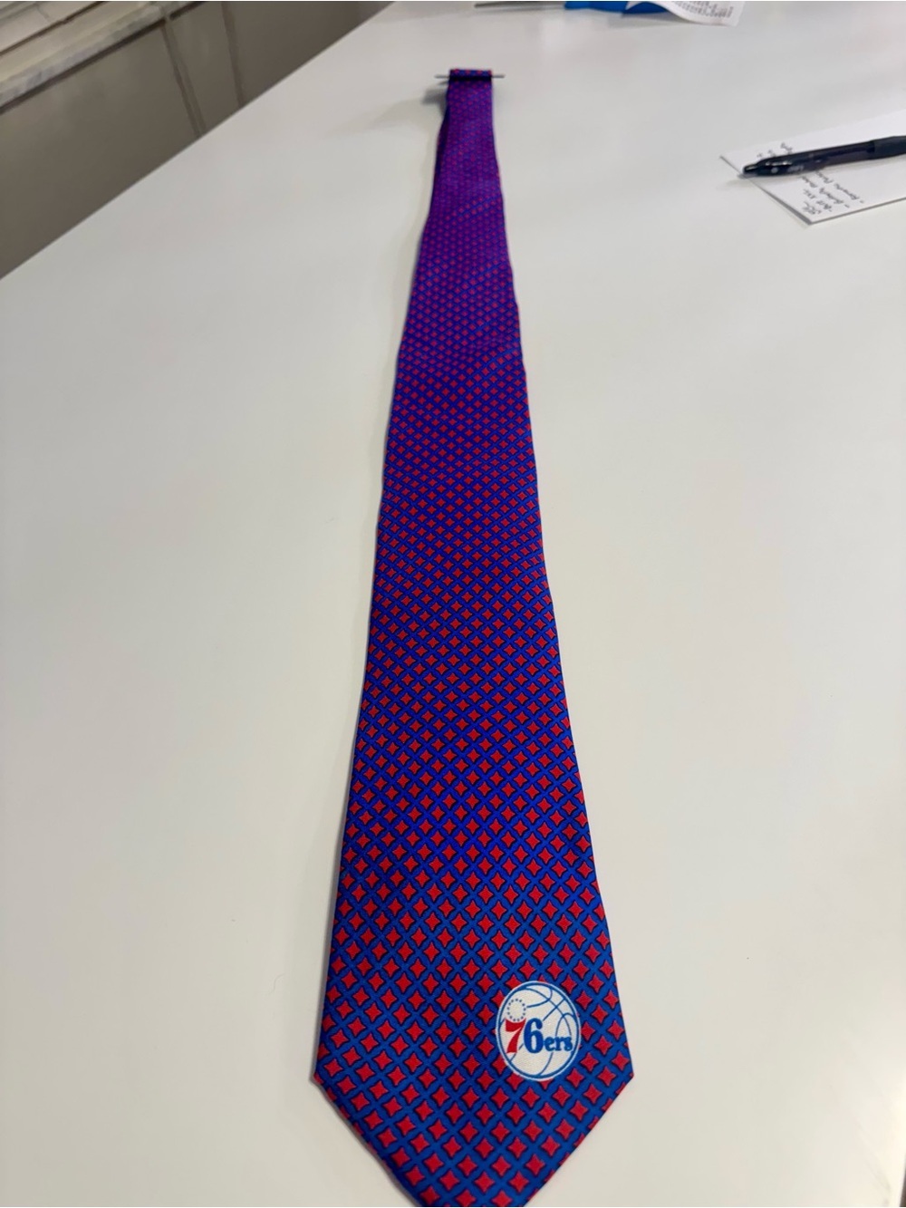 NWT Vintage 76ers Red & Blue Patterned Silk Tie